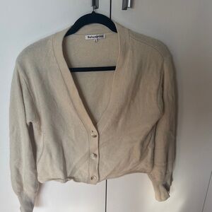 Reformation Cream Button-Up Cardigan